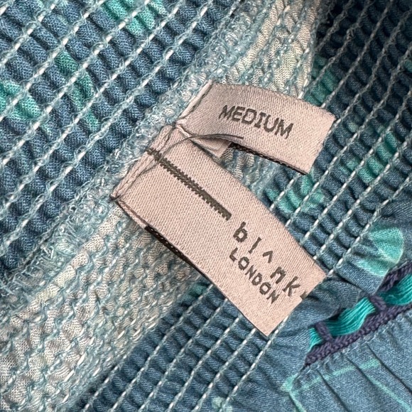 Bl^nk London Laura Tiered Smocked Maxi Dress Floral Print Long Sleeve Blue Sz M - Picture 11 of 15